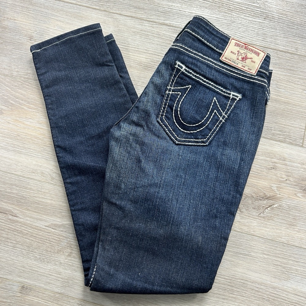 True Religion Size 28 Stella Low Rise Skinny Jeans Dark Wash Blue Made in USA